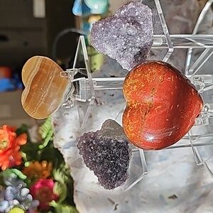 Amethyst Specimens,red jasper And Orange Calcite Heart, Selenite Bracelet